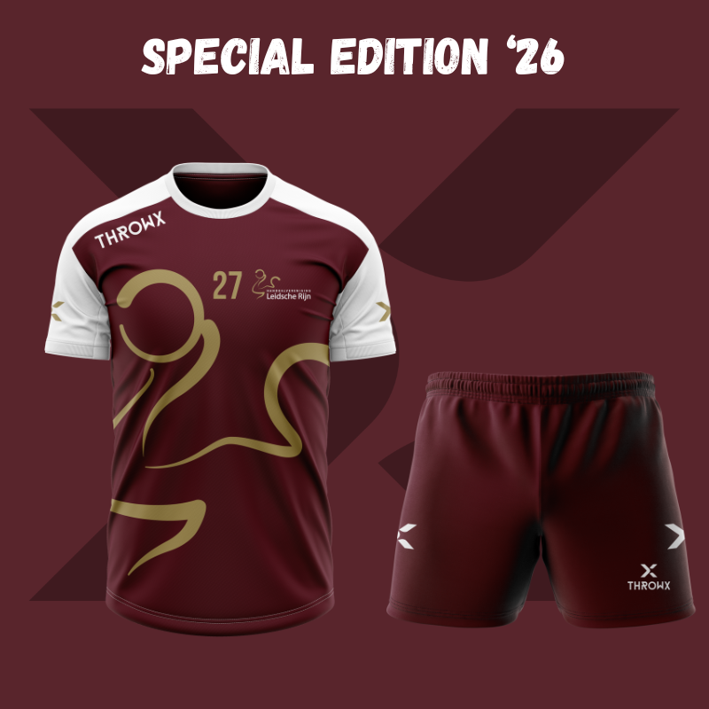 HVLR heren tenue Special Edition ’26 – shirt en short in burgundy met witte accenten